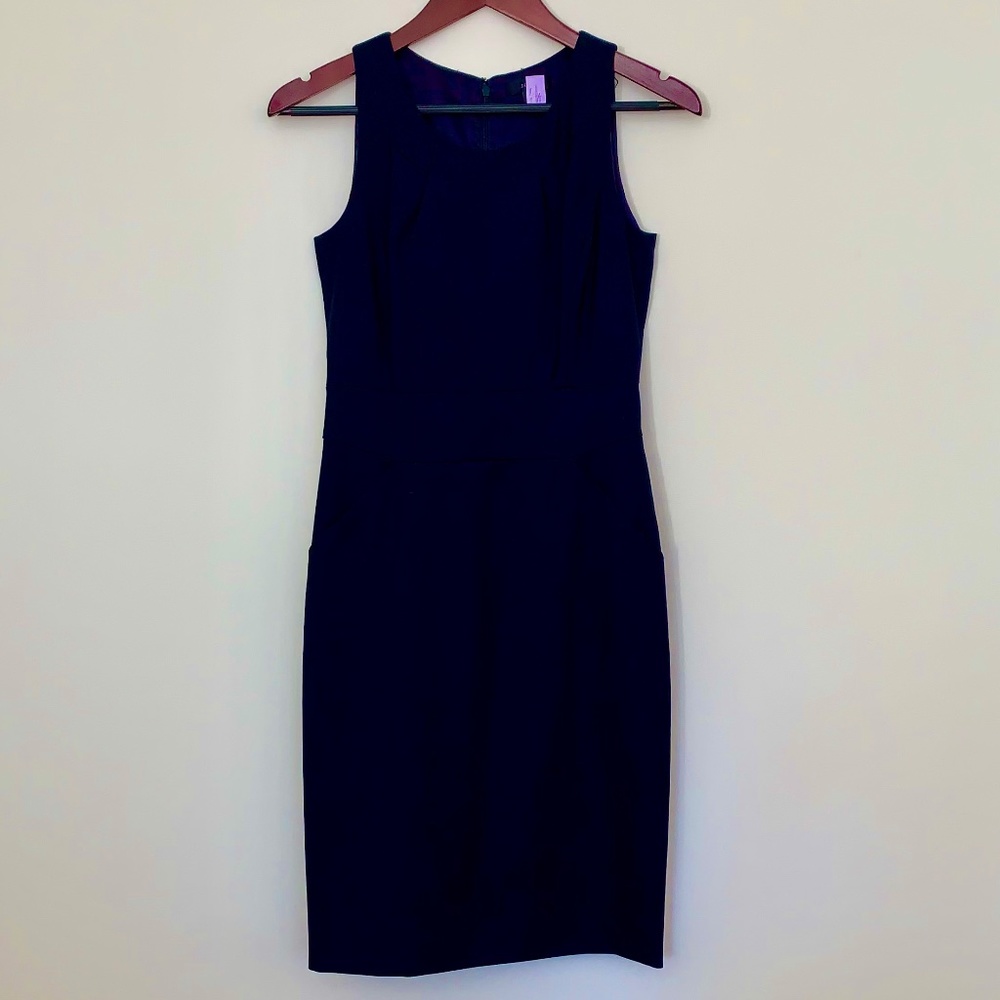 J. Crew Scoop-Neck Sleeveless Suiting Dress Navy 0